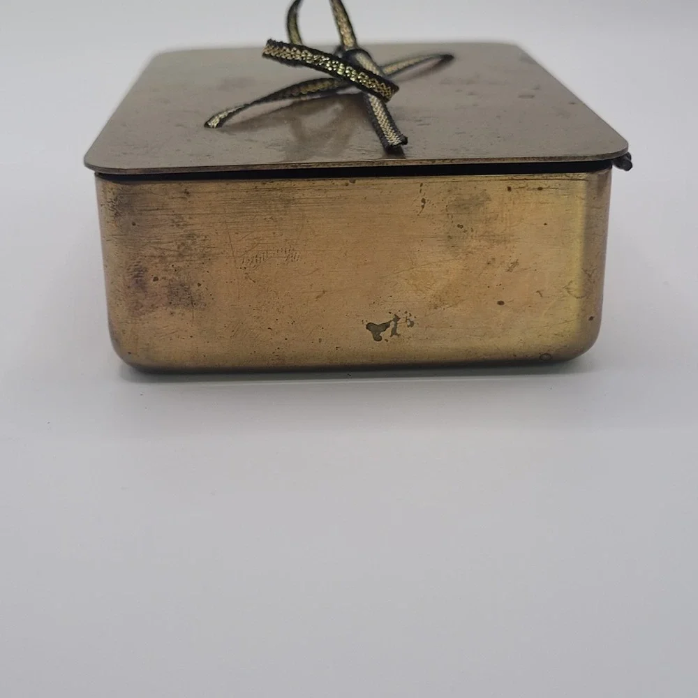 Vintage Brass Trinket Jewelry Box Rectangle Shaped
